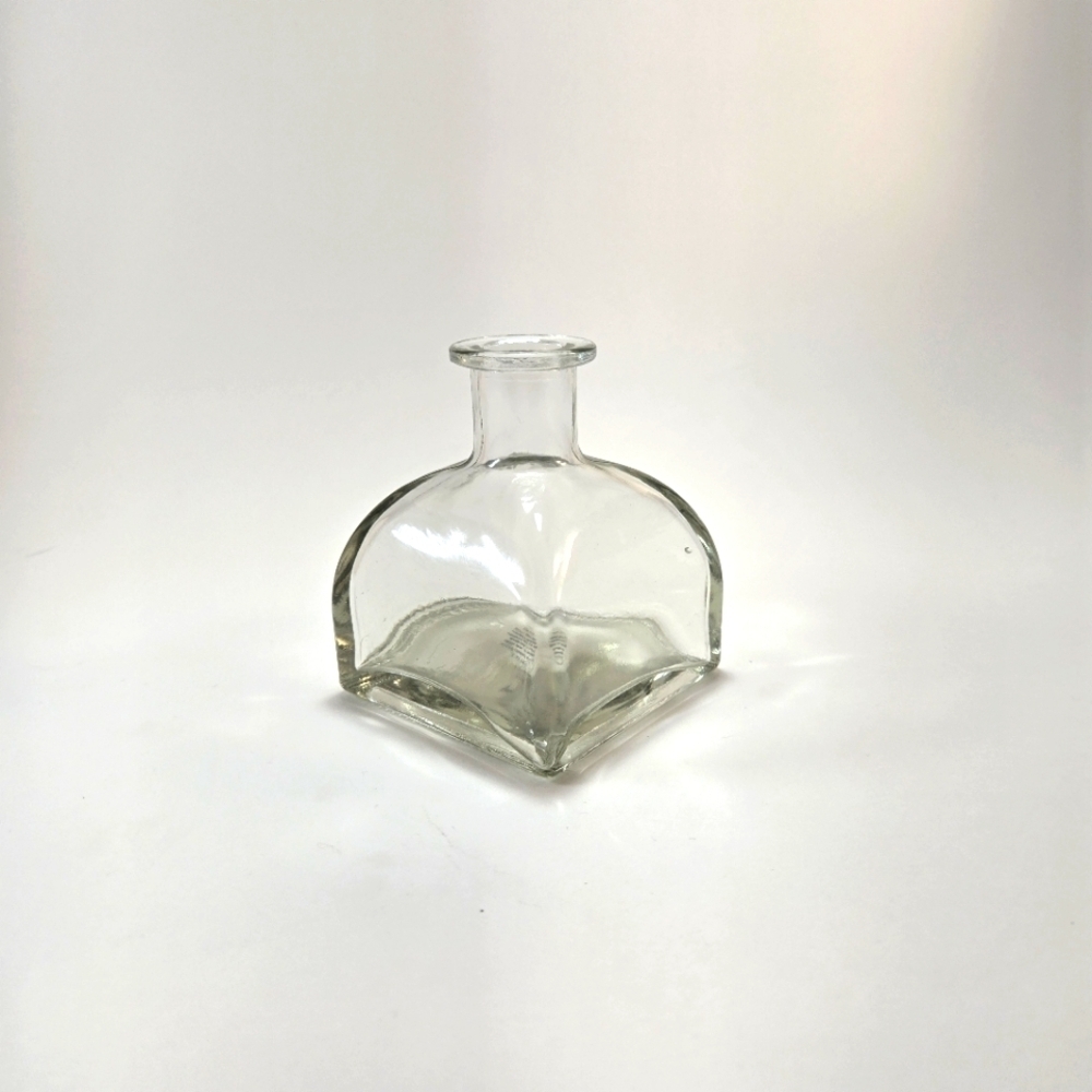 Glass Incense Jar Or Bud Vase 3" Tall Very Heavy Square Base Like New Unique